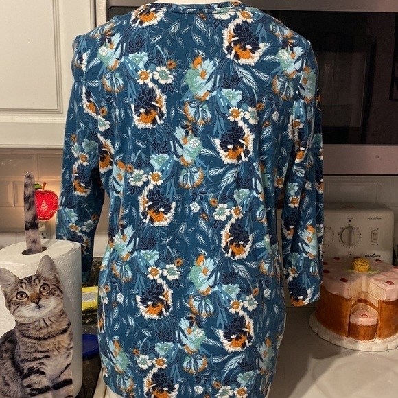 X womens Laura Scott casual floral stretch 3/4 sleeve plus size top 1X - Picture 2 of 4